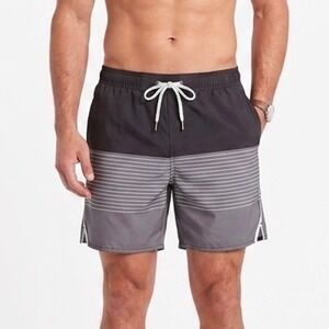Vuori Banks Shorts Mens Maroon Grey Striped Boardshorts V341 Size Medium